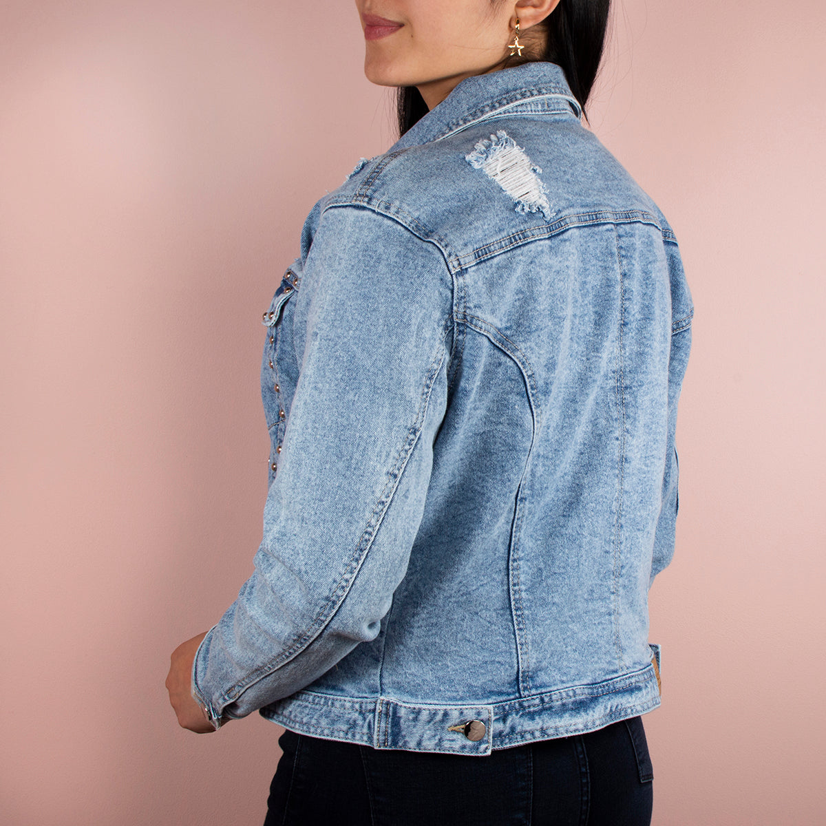 Chaqueta jean color azul, para dama