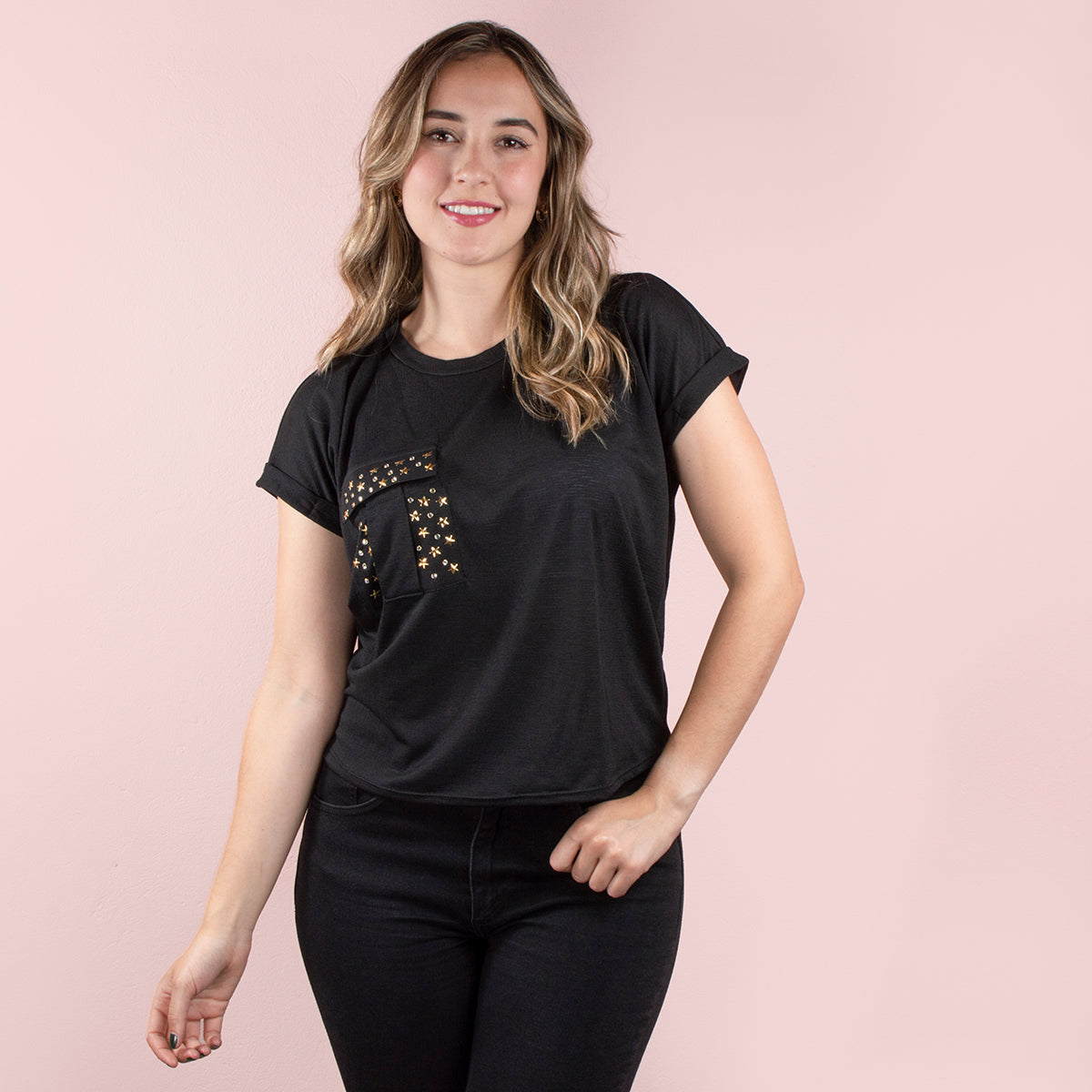Camiseta manga corta color negro