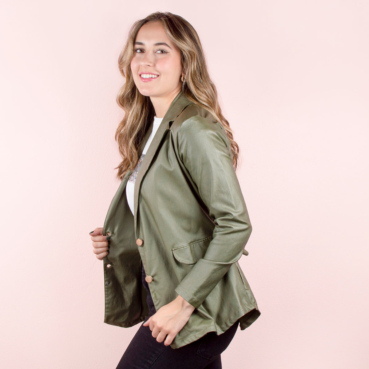 Chaqueta tipo gabán color verde