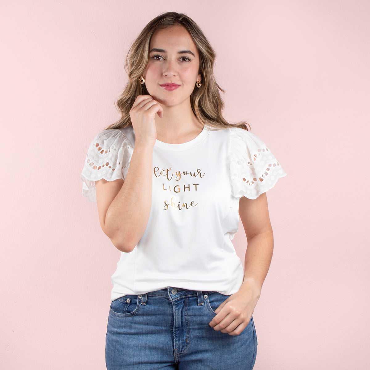 Camiseta con mangas en bolero color blanco