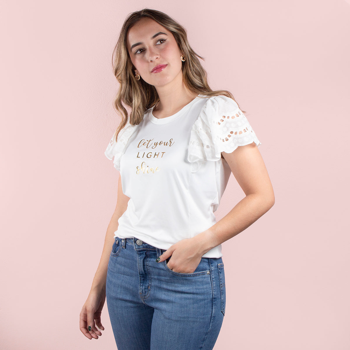 Camiseta con mangas en bolero color blanco