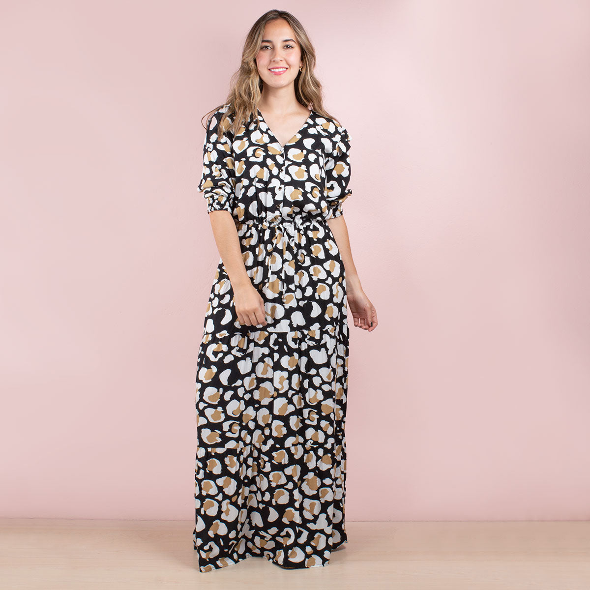 Vestido manga larga color animal print