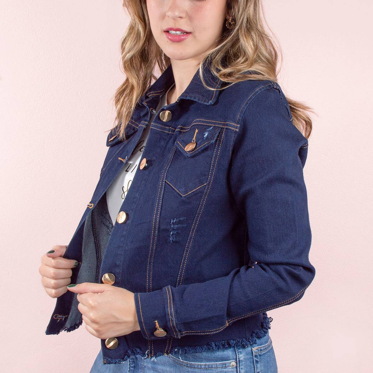 Chaqueta de jean color azul oscuro