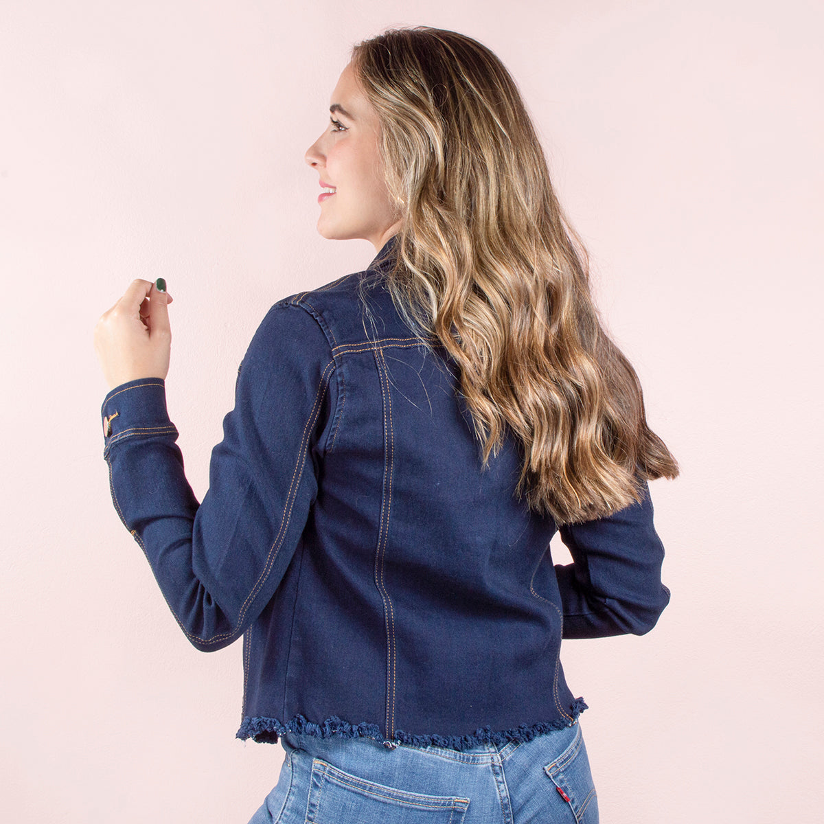 Chaqueta de jean color azul oscuro