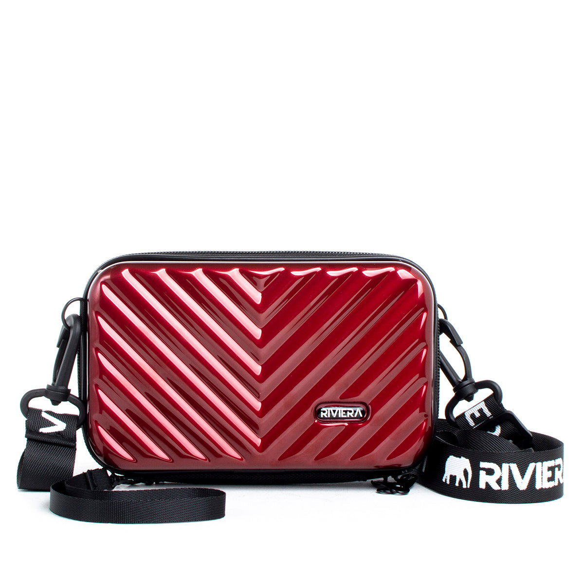 Bandolera metalizada color vinotinto, para dama