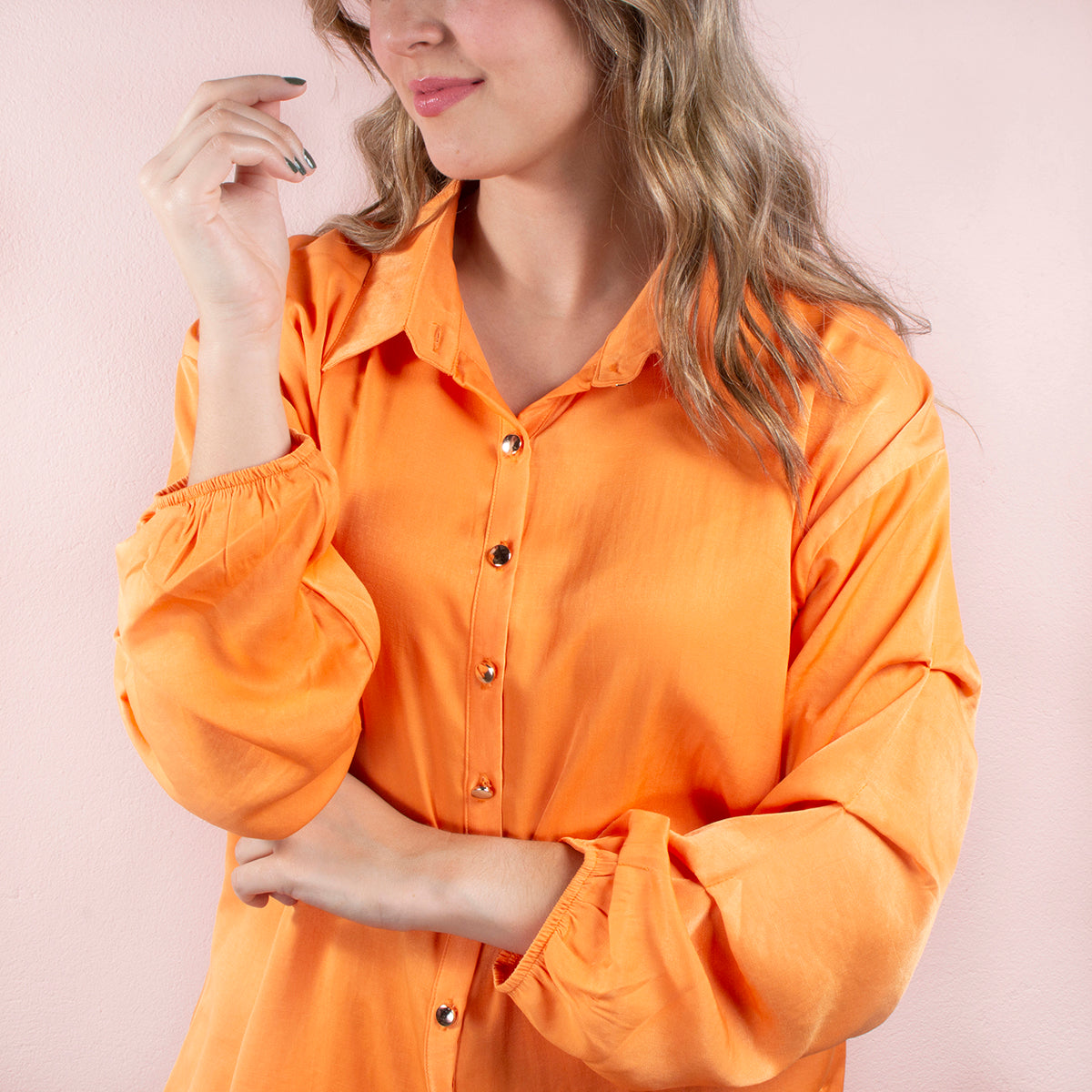 Blusa manga larga color naranja