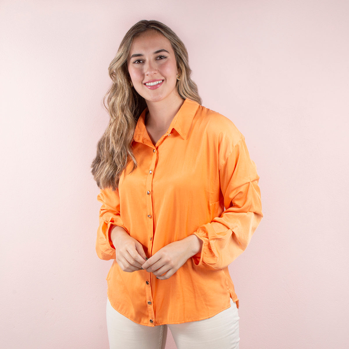 Blusa manga larga color naranja