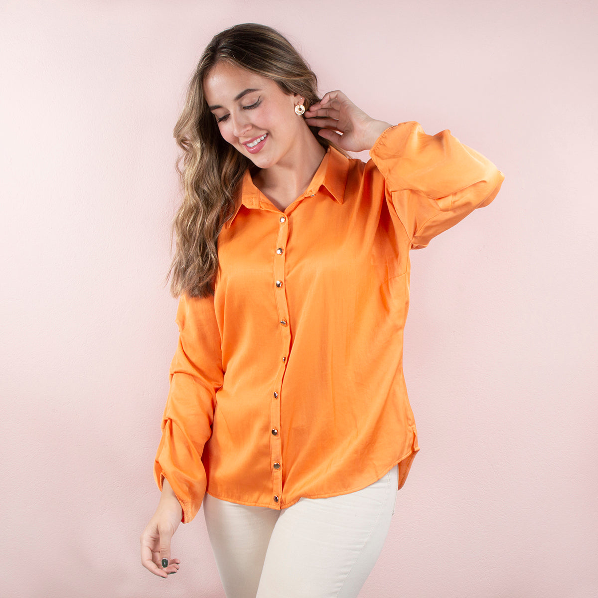 Blusa manga larga color naranja