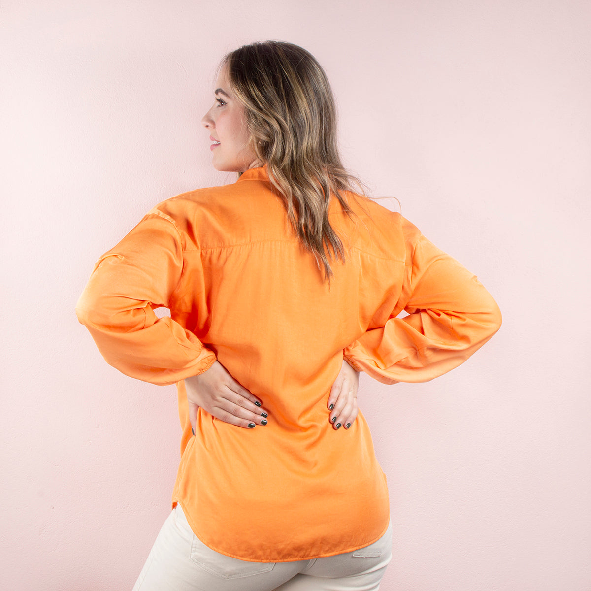 Blusa manga larga color naranja