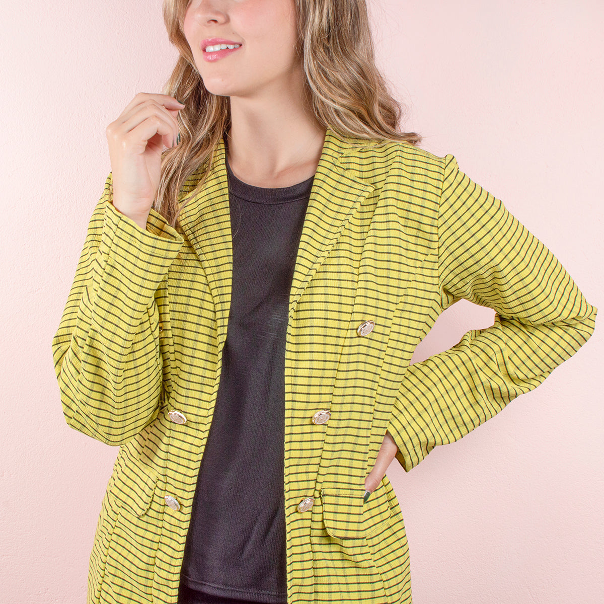 Blazer color amarillo a cuadros
