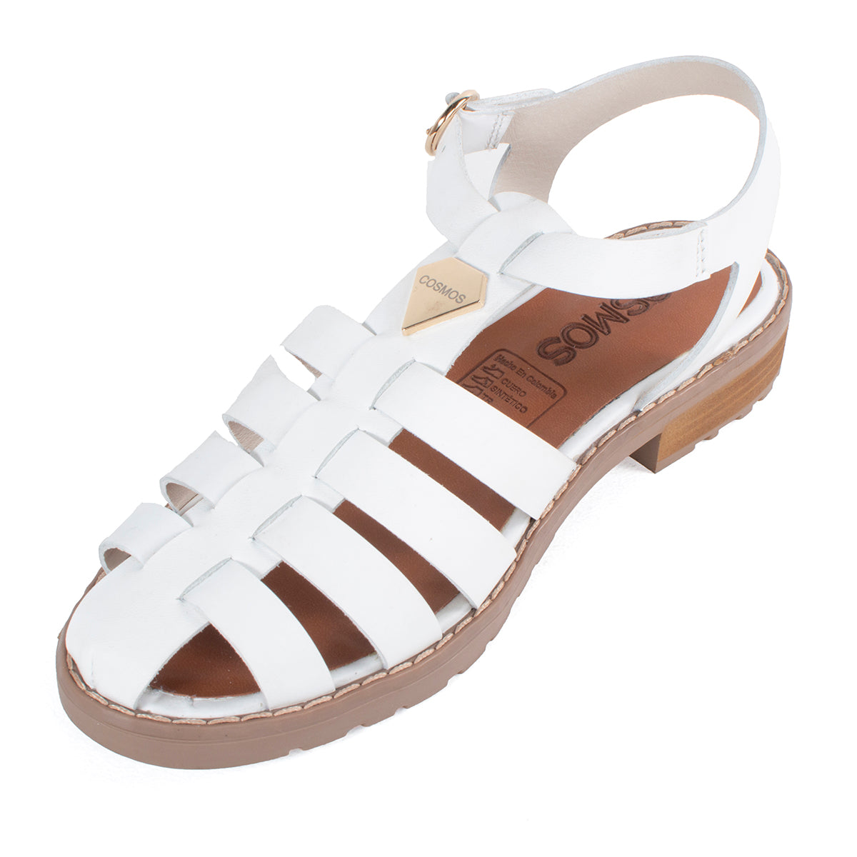 Sandalias planas de cuero color blanco