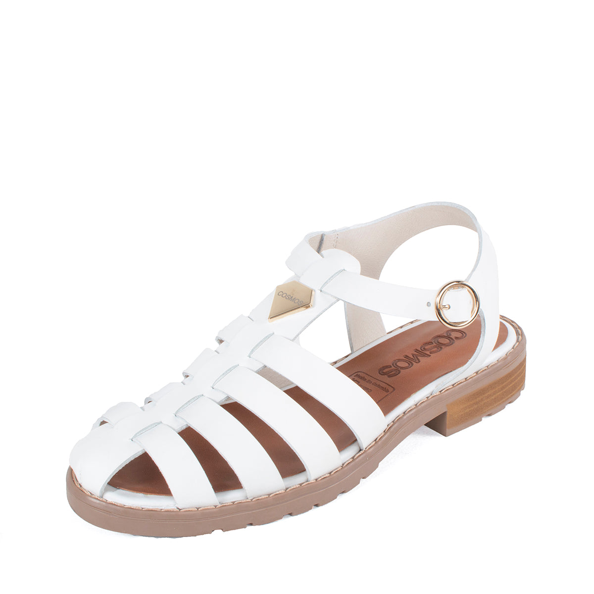 Sandalias planas de cuero color blanco