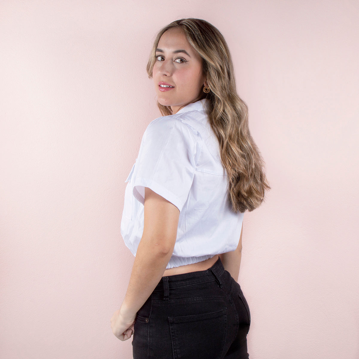 Blusa manga corta color blanco