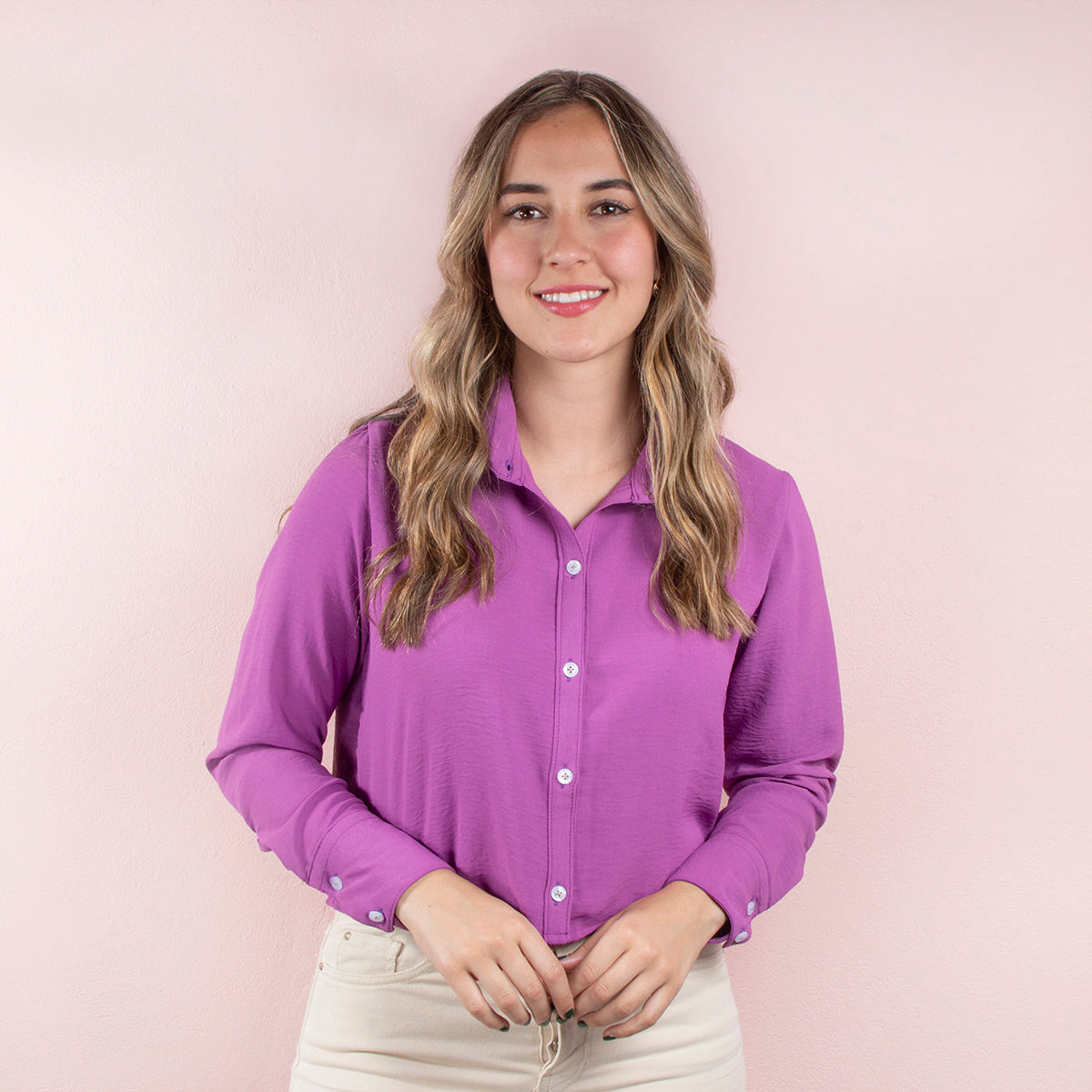 Blusa manga larga color morado