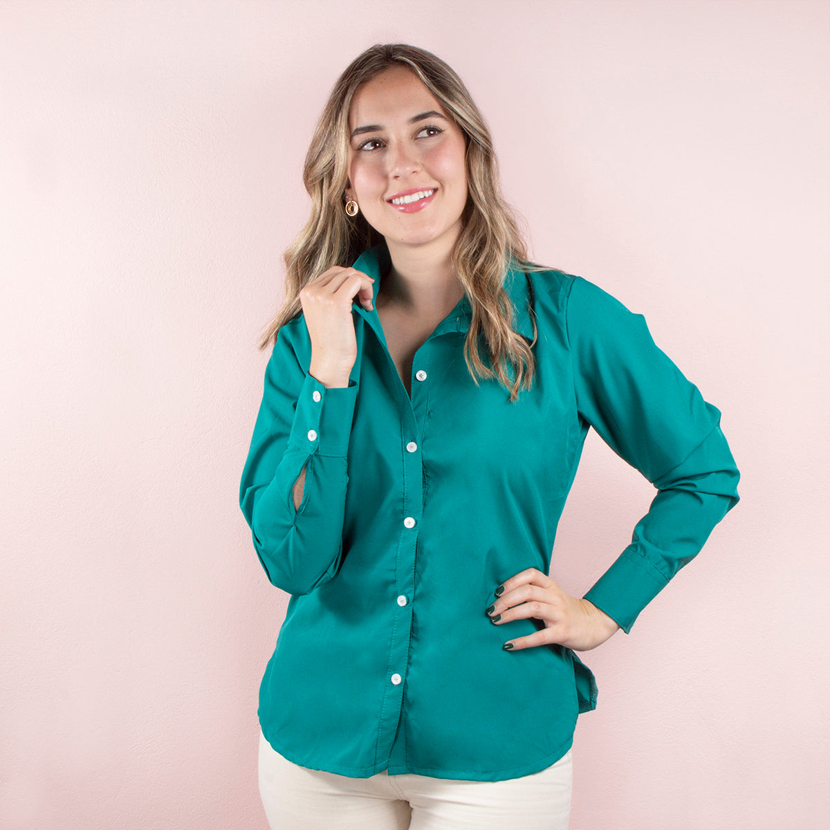 Camisa elegante color verde