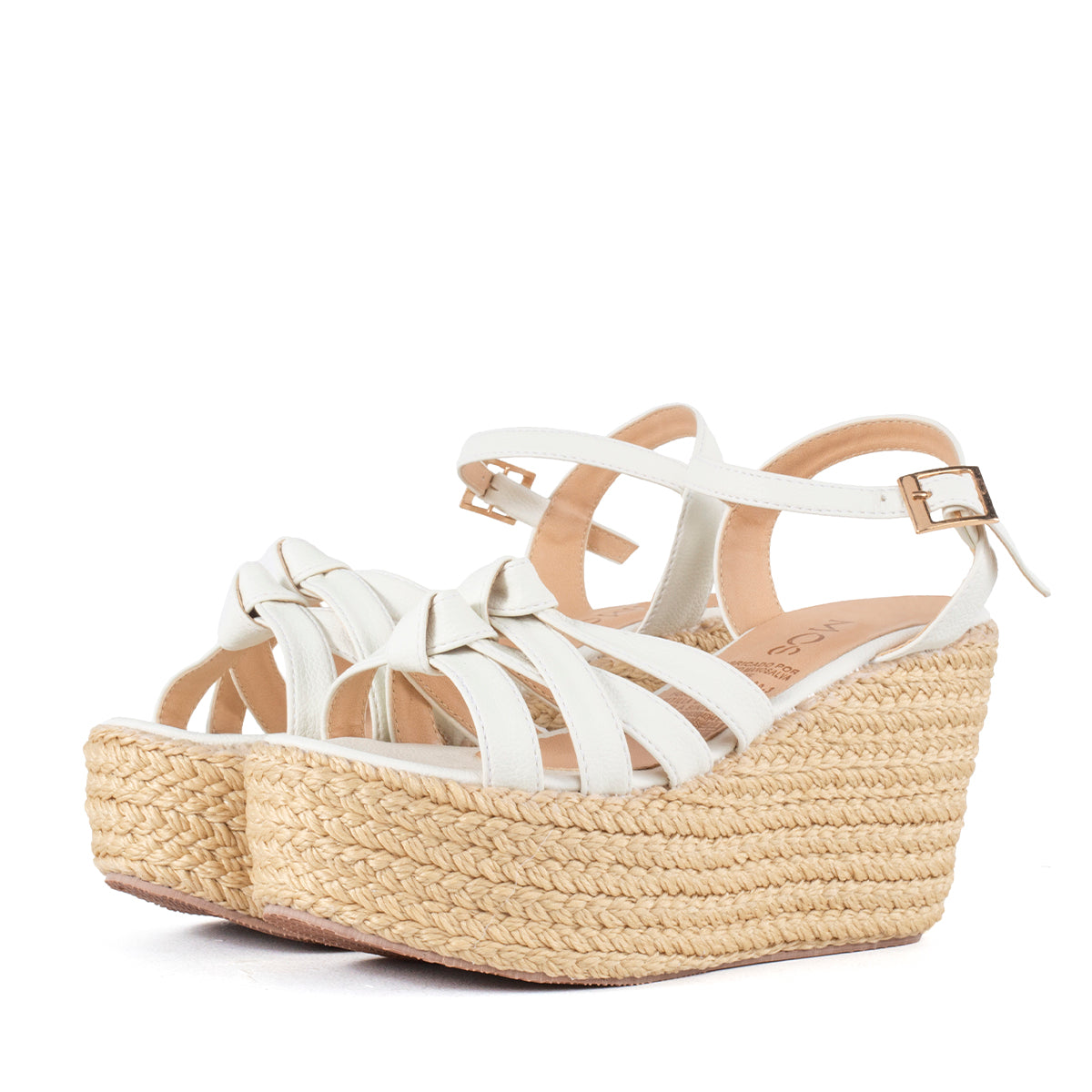 Sandalias color talco con plataforma y yute