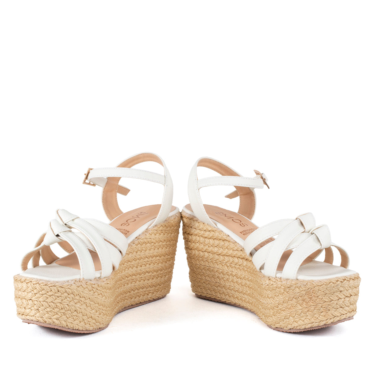 Sandalias color talco con plataforma y yute