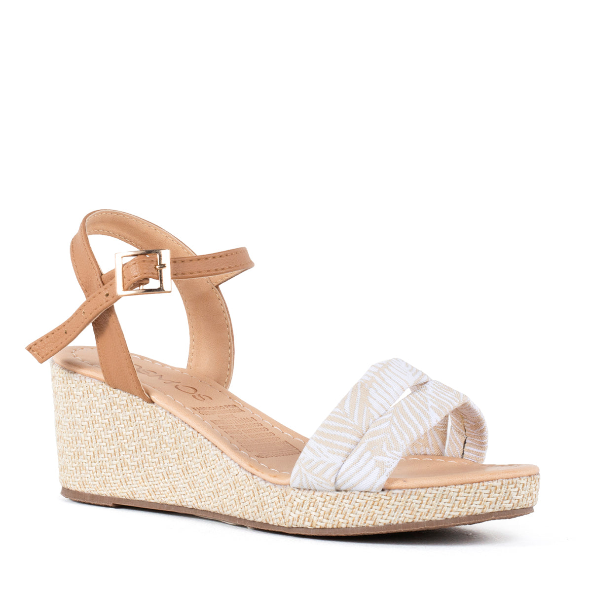 Sandalias color beige con plataforma y empeine textil