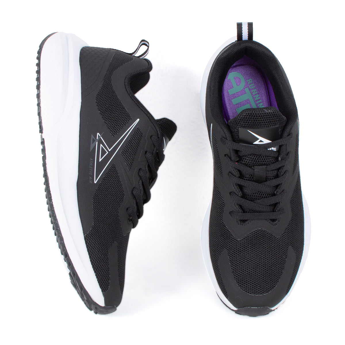 Tenis deportivos color negro malla tejida
