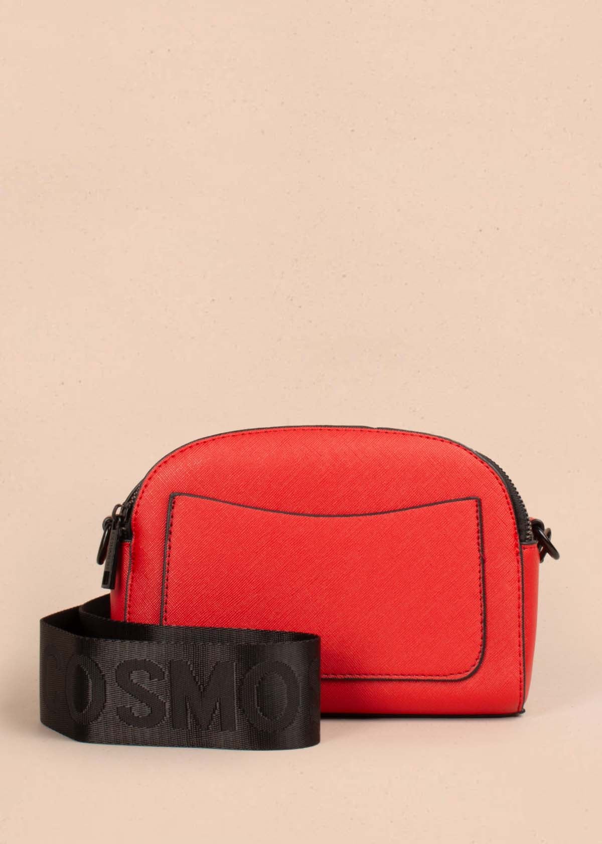 Bolso tipo bandolera color rojo con cierres negros 105254