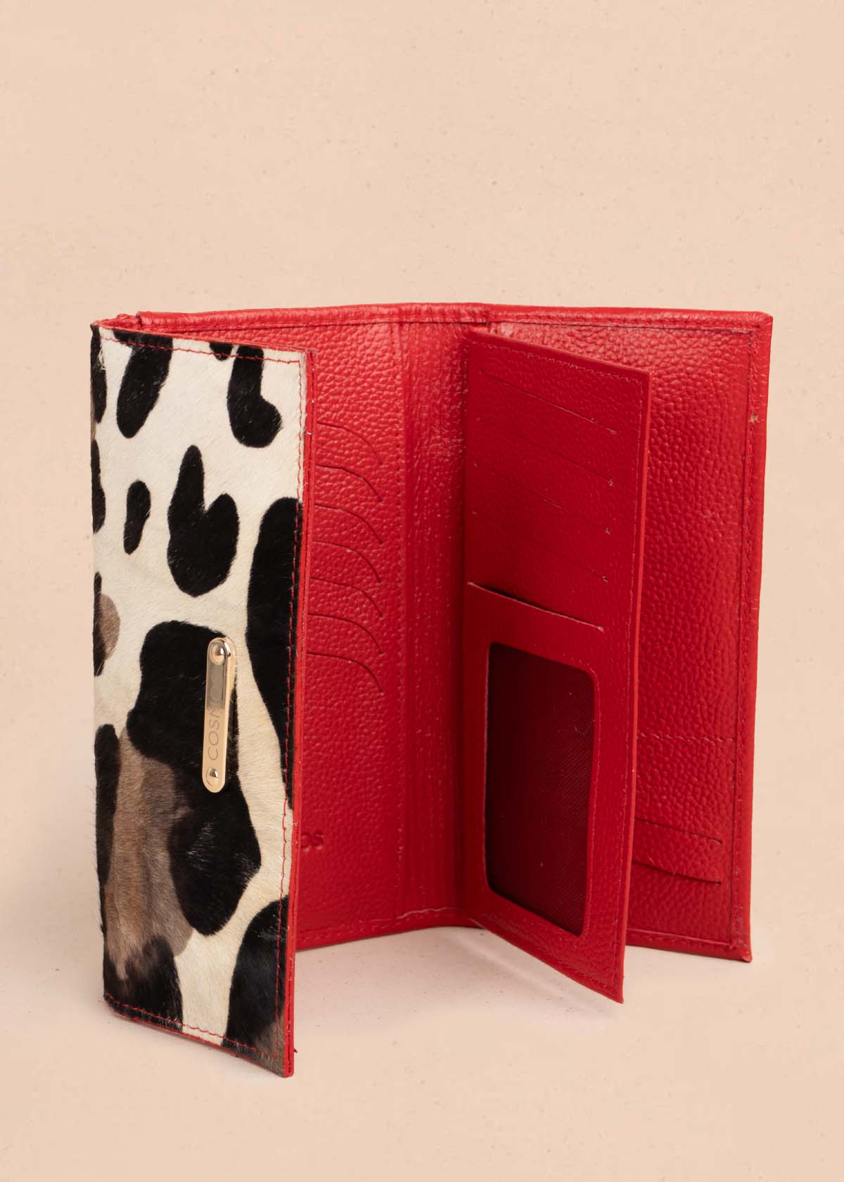 Billetera en cuero animal print color rojo 105320