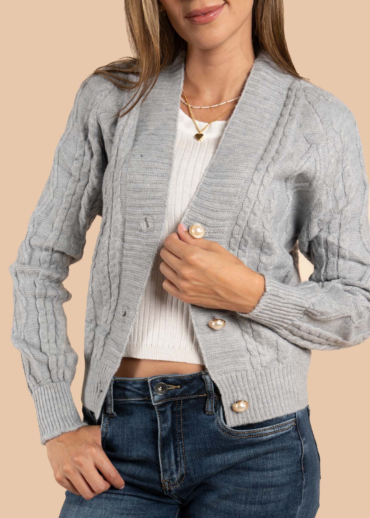Saco color gris con tejido trenzado 105467