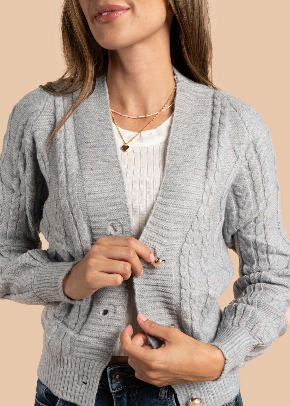 Saco color gris con tejido trenzado 105467