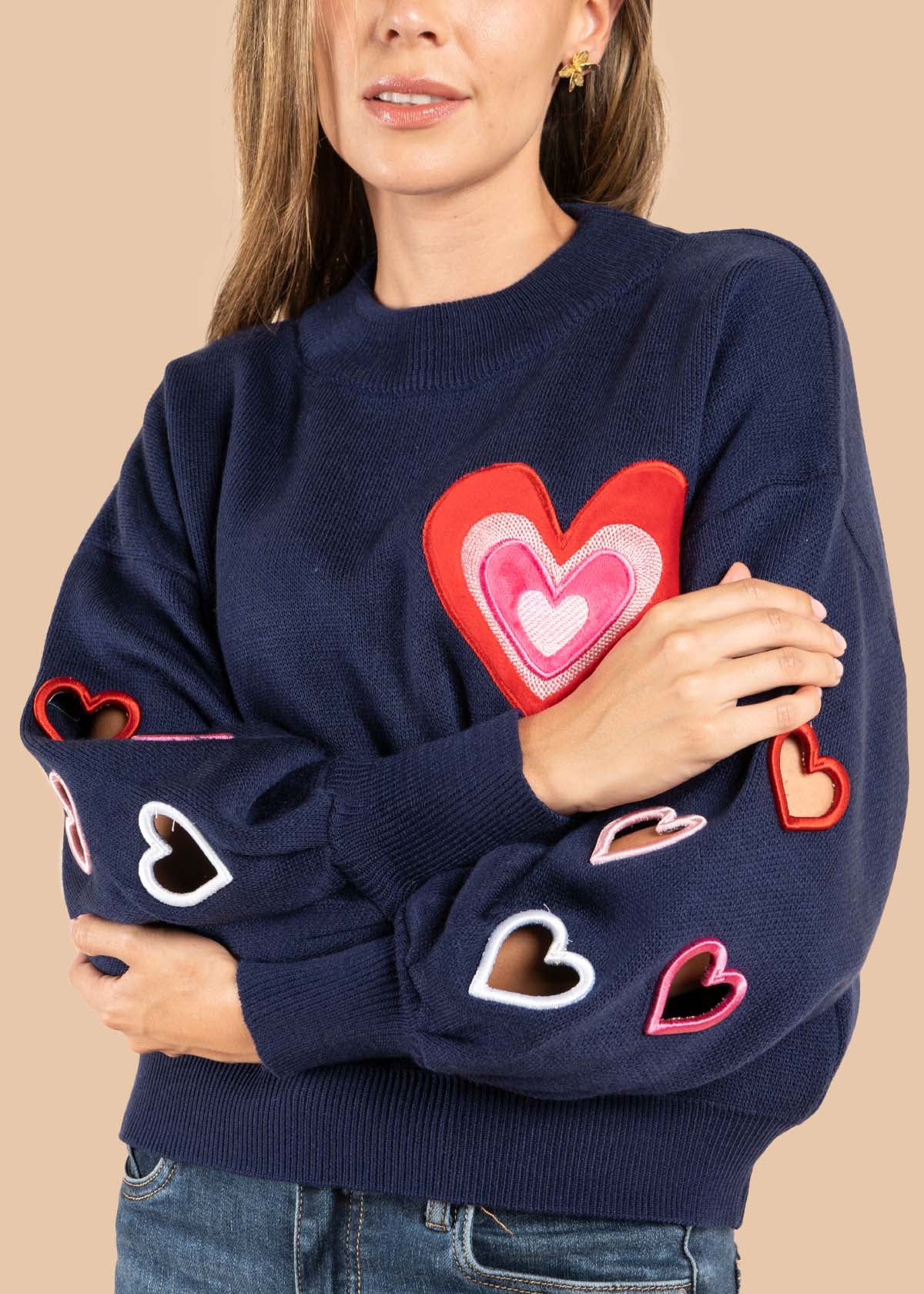 Buzo color azul con corazones 105525