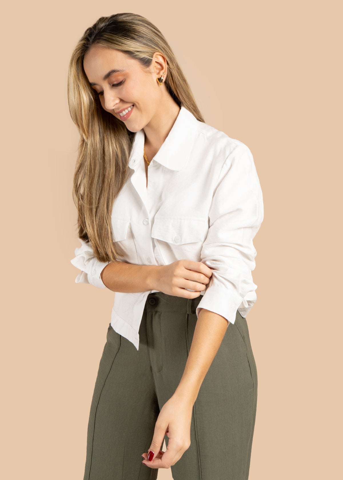 Chaqueta color blanco con bolsillos 105527