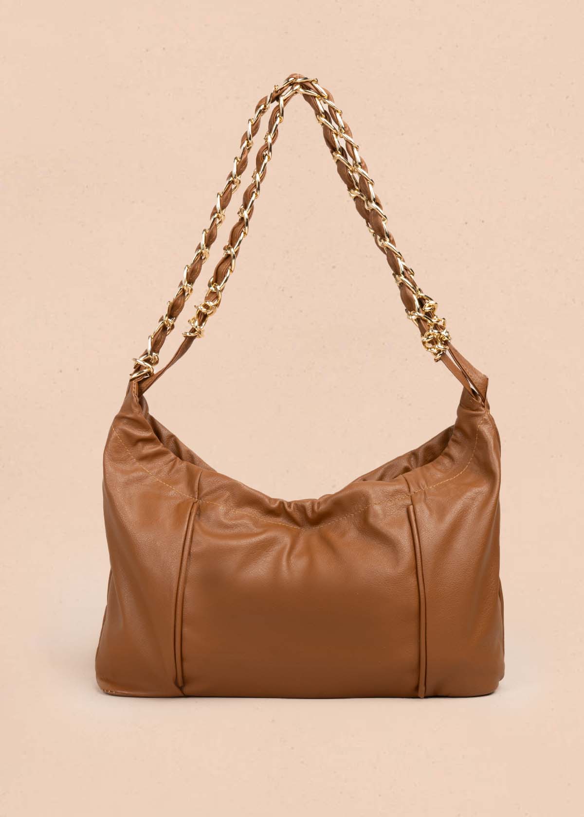Bolso cartera color camel con cadena 105566