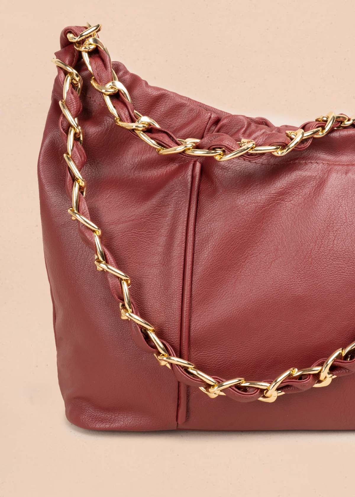 Bolso cartera color vinotinto con cadena 105566