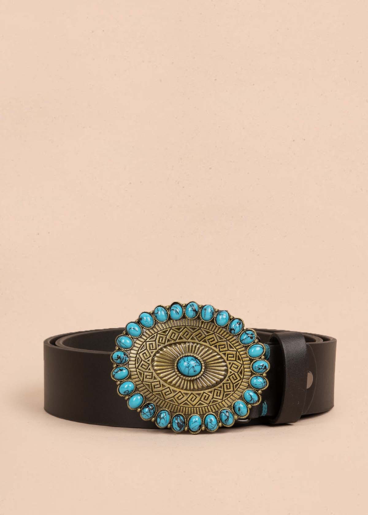 Cinturón en cuero color negro con hebilla texana 105638