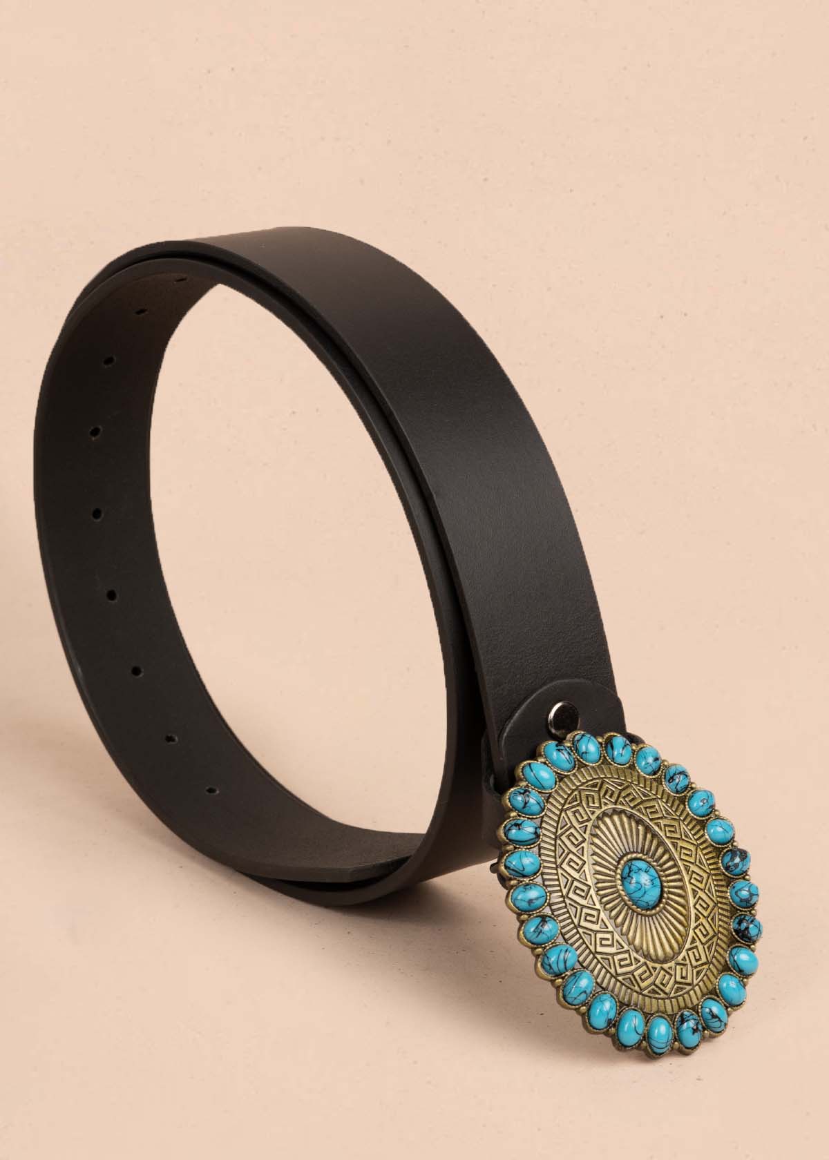 Cinturón en cuero color negro con hebilla texana 105638