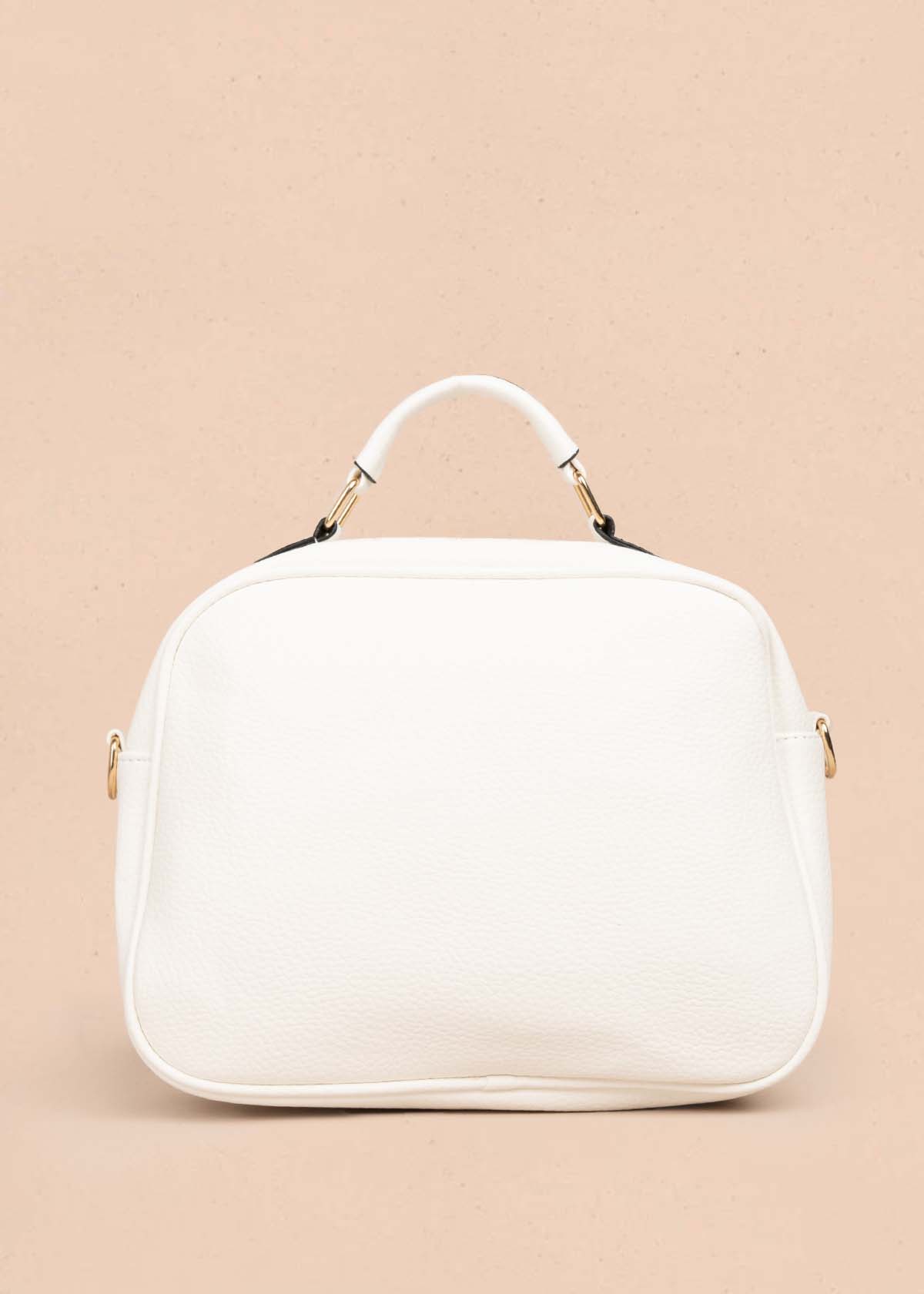 Bolso manos libres color blanco con bolsillo frontal 105755