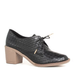 Zapato tipo Oxford con tacón color negro para dama