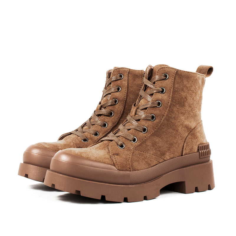 Botín urbano color camel con cordones, para dama