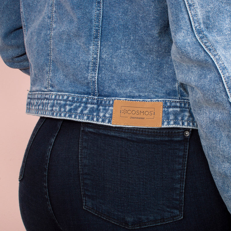 Chaqueta jean color azul, para dama