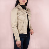 Chaqueta color caqui con taches, para dama