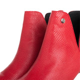 Botín texturizado de cuero color rojo, para dama