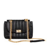 Bolso tipo bandolera efecto acolchada color negro, para dama