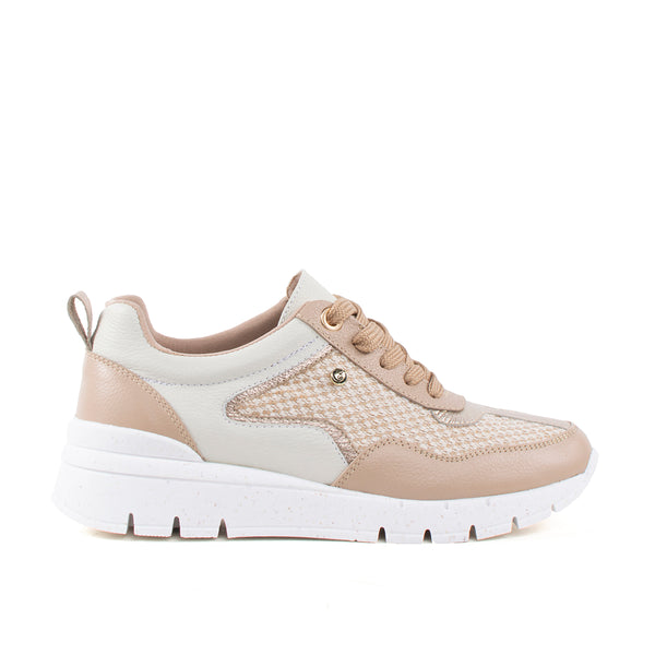 Tenis de cuero casuales con suela blanca para dama
