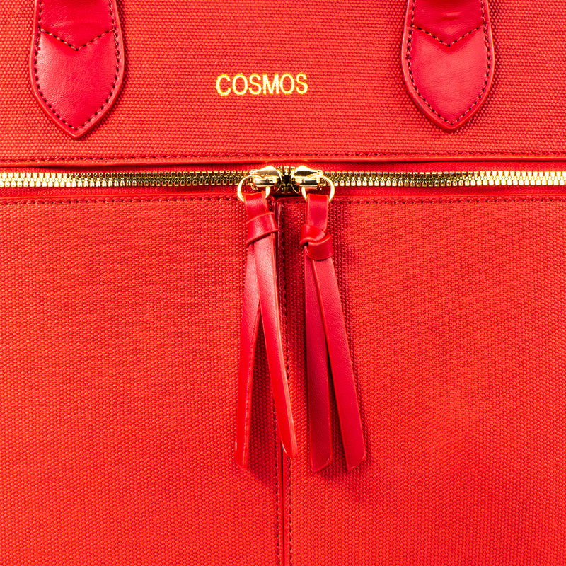 Bolso tipo cartera color rojo con cierre frontal, para dama