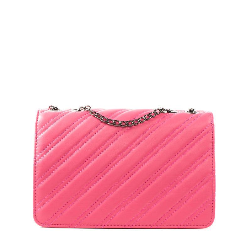 Bolso tipo bandolera color fucsia líneas, para dama