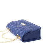 Bolso tipo bandolera color azul con broche, para dama