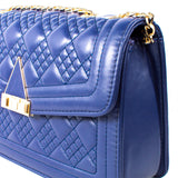 Bolso tipo bandolera color azul con broche, para dama