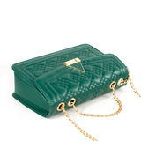 Bolso tipo bandolera color verde con detalle de broche, para dama