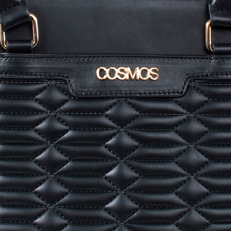 Bolso tipo cartera color negro texturizado, para dama