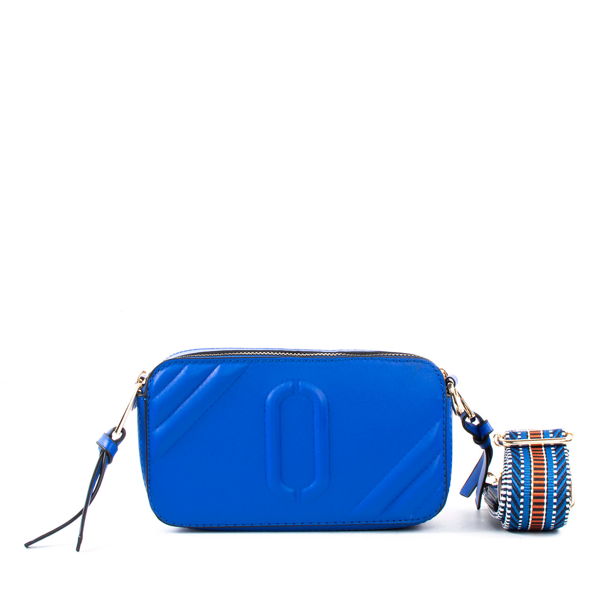 Bolso tipo bandolera color azul texturizada, para dama