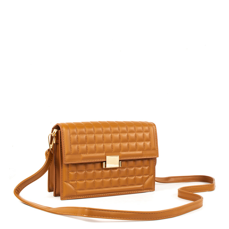 Bolso tipo bandolera color café texturizado, para dama