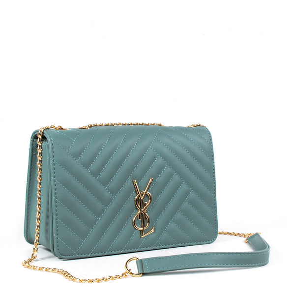 Bolso tipo bandolera color azul texturizado, para dama